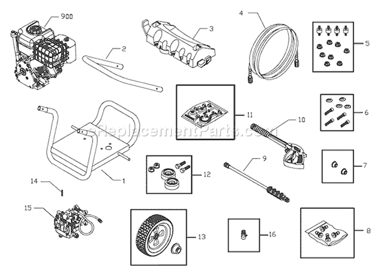 Page A Diagram and Parts List for 020224-0  Briggs and Stratton Pressure Washer